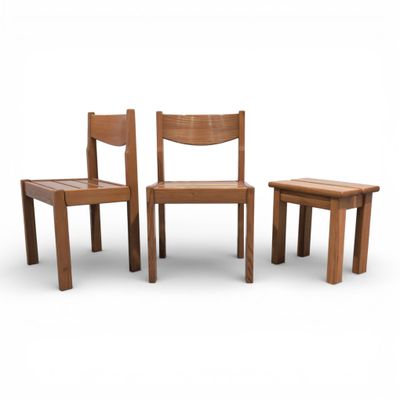 CAMIF éditeur Paire de chaises et un tabouret en orme massif…