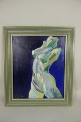 Danielle CASIGLIA-MORIN XX° siècle "Nu sur fond bleu" Huile …