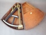 an old wooden box with a sexet inside of it