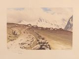 a picture of a picture of a mountain with a dirt road