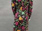 a black and pink floral print dress with long sleeves