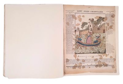 un vieux livre avec l'image d'un homme dans un bateau