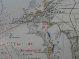 une vieille carte de la côte française indiquant le lieu de la bataille de la Somme