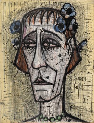 an image of a drawing of a man with a flower in his hair