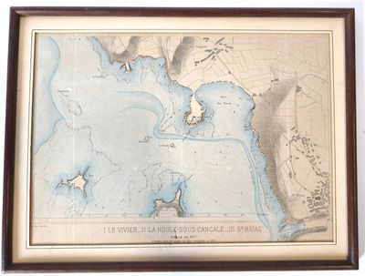 une vieille carte représentant un port avec des bateaux sur l'eau