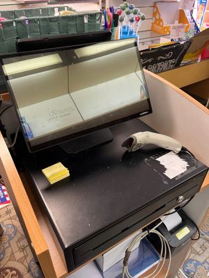 a fish tank sitting on top of a counter in a store