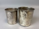 pair of antique silverplated cups with handles