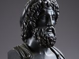 a close up of a statue of a man with a beard