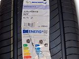 tire tread of a car on a white background with a sticker on it