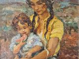 a painting of a woman holding a child in her arms