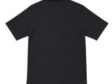 a black polo shirt and shorts with a white logo on the chest