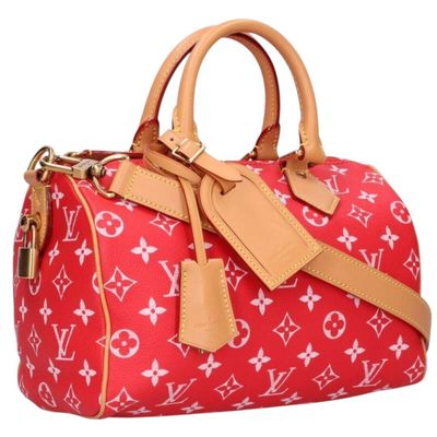 louis vuitton red monogram canvas speedy bag