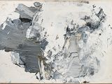 an image of a painting with white and black paint on it