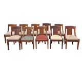 set of eight dining chairs with upholstered cushions and upholstered cushions