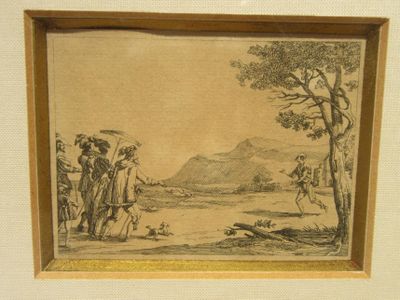 une vieille photo montrant un groupe de personnes rassemblées au bord d'un lac