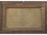 an old photo of a wooden frame with a brown background