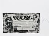 an image of a black and white photo of a certificate with a picture of a woman