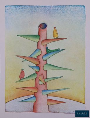 une image représentant un tableau d'un arbre sur lequel sont perchés des oiseaux