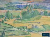 a picture of a painting of a landscape with a sky background