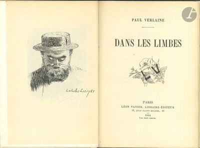 un vieux livre sur lequel figure le dessin d'un homme portant un haut-de-forme