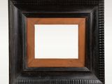 a black frame with a brown border and a white background