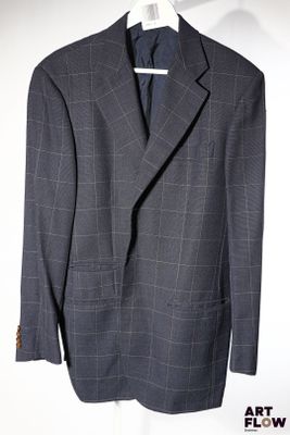 BOGLIOLO - Veste en laine bleu nuit et carreaux discrets - T…