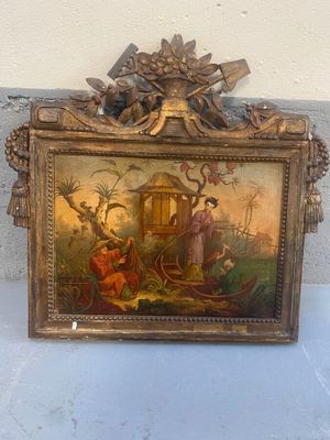 tableau représentant un homme et une femme dans une calèche