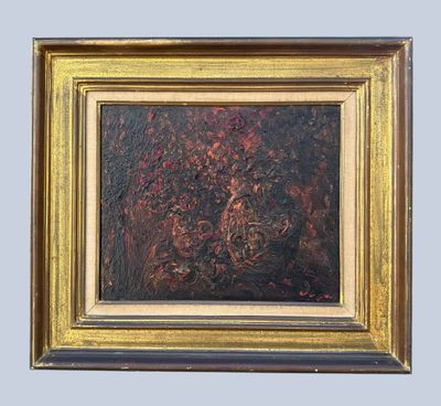 an image of a painting of flowers in a gold frame