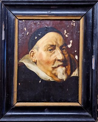 un vieux tableau représentant un homme barbu et moustachu