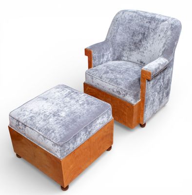 TRAVAIL ART DÉCO Fauteuil et son repose pied de style duches…