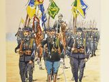 an image of a painting of a group of men holding flags