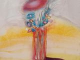 une peinture de fleurs dans un vase sur une table