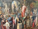 un tableau représentant un homme debout devant une foule de personnes