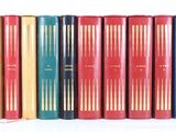 plusieurs livres sont alignés sur une surface blanche