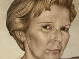 painting of a woman with a bird on her shoulder