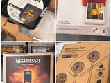 plusieurs photos d'une boîte contenant un ordinateur portable et un téléphone