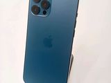 a close up of the back of a blue iphone 11