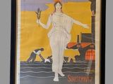 an old poster of a woman holding a cigarette in her hand