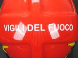 a red helmet with the words vigil del fioco written on it