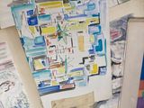 many pieces of art that are on the floor