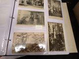 several old black and white photos of people and animals in a book