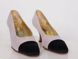 chanel pink and black pumps