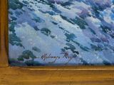 an image of a painting of a mountain with a sky background