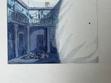 a picture of a picture of a building with a clock on it