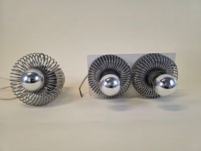 Philippe ROGIER (XXe) Applique double et lampe à poser en mé…