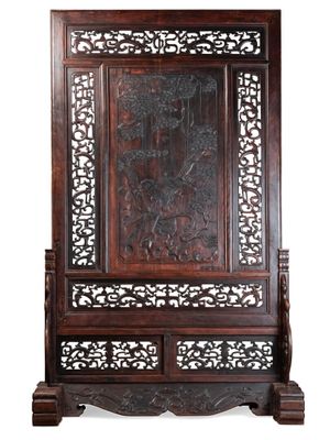 an old wooden screen with carvings and carvings on it
