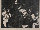 an image of a black and white drawing of people playing instruments