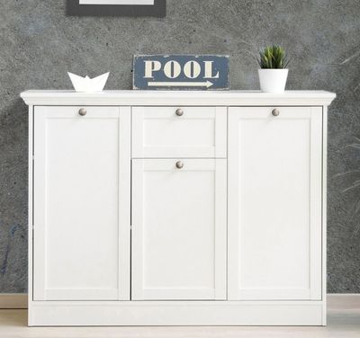 Buffet haut 3 porte 1 tiroir LANDZY blanc - dim:120x40x90 cm…