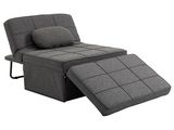 the chair is made of fabric and has a pillow on top of it