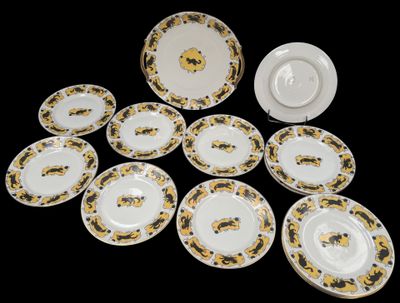 a lot of plates that are sitting on a table